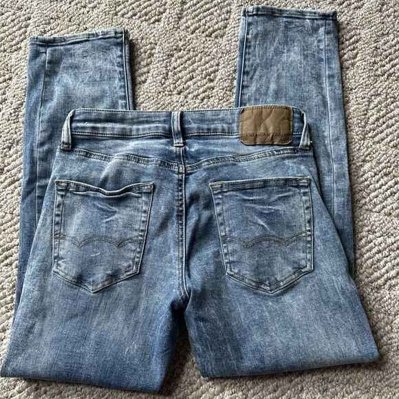 American Eagle Jeans Mens 28x28 Blue Skinny Next Level Flex Washed Distressed - Picture 7 of 7